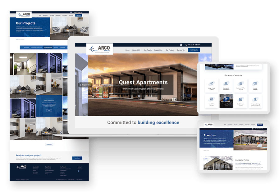 Procourseit School created the website for construction company ARCO to present their services